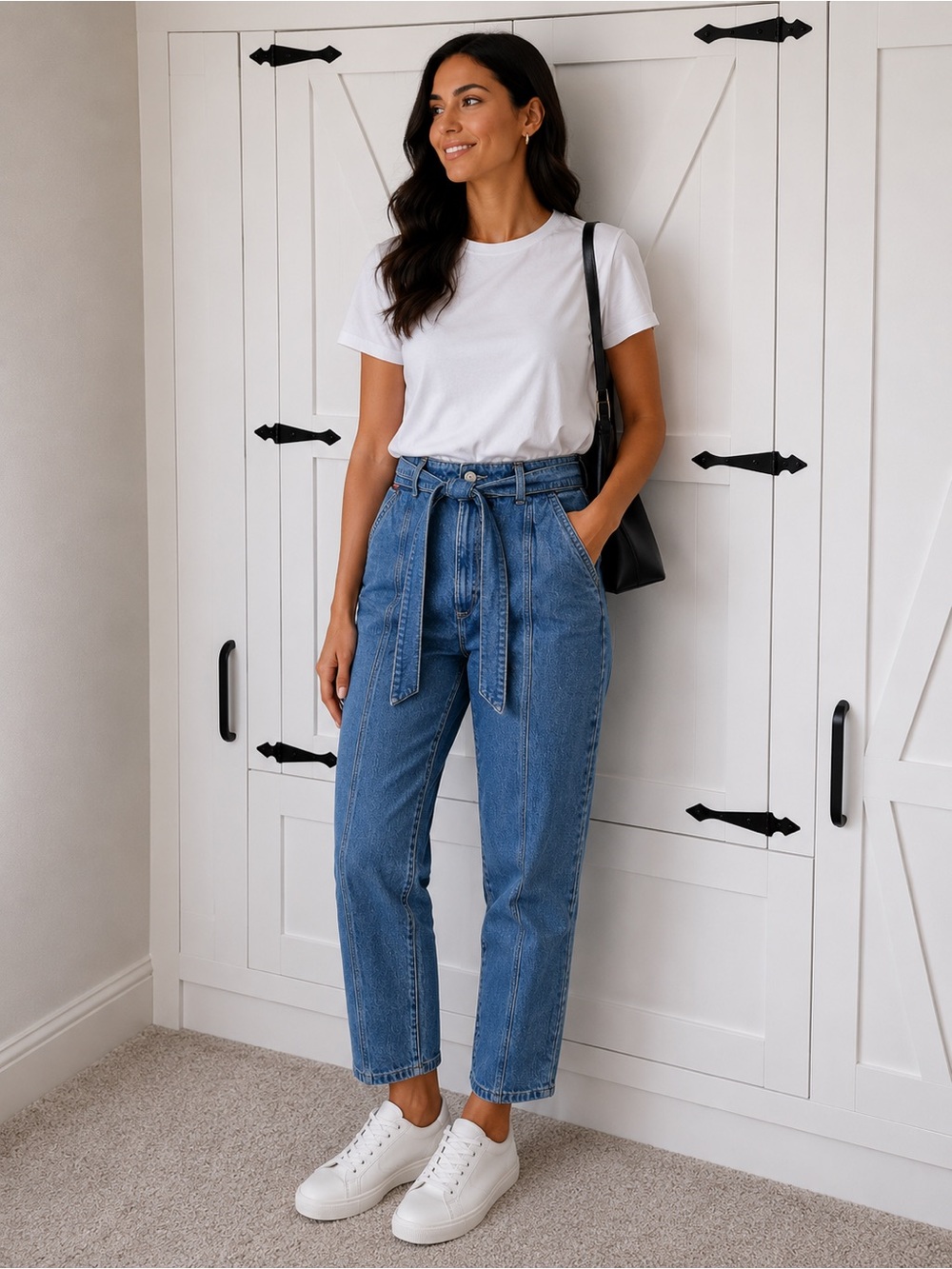 Tommy Hilfiger Blue High-Rise Tie-Waist Jeans